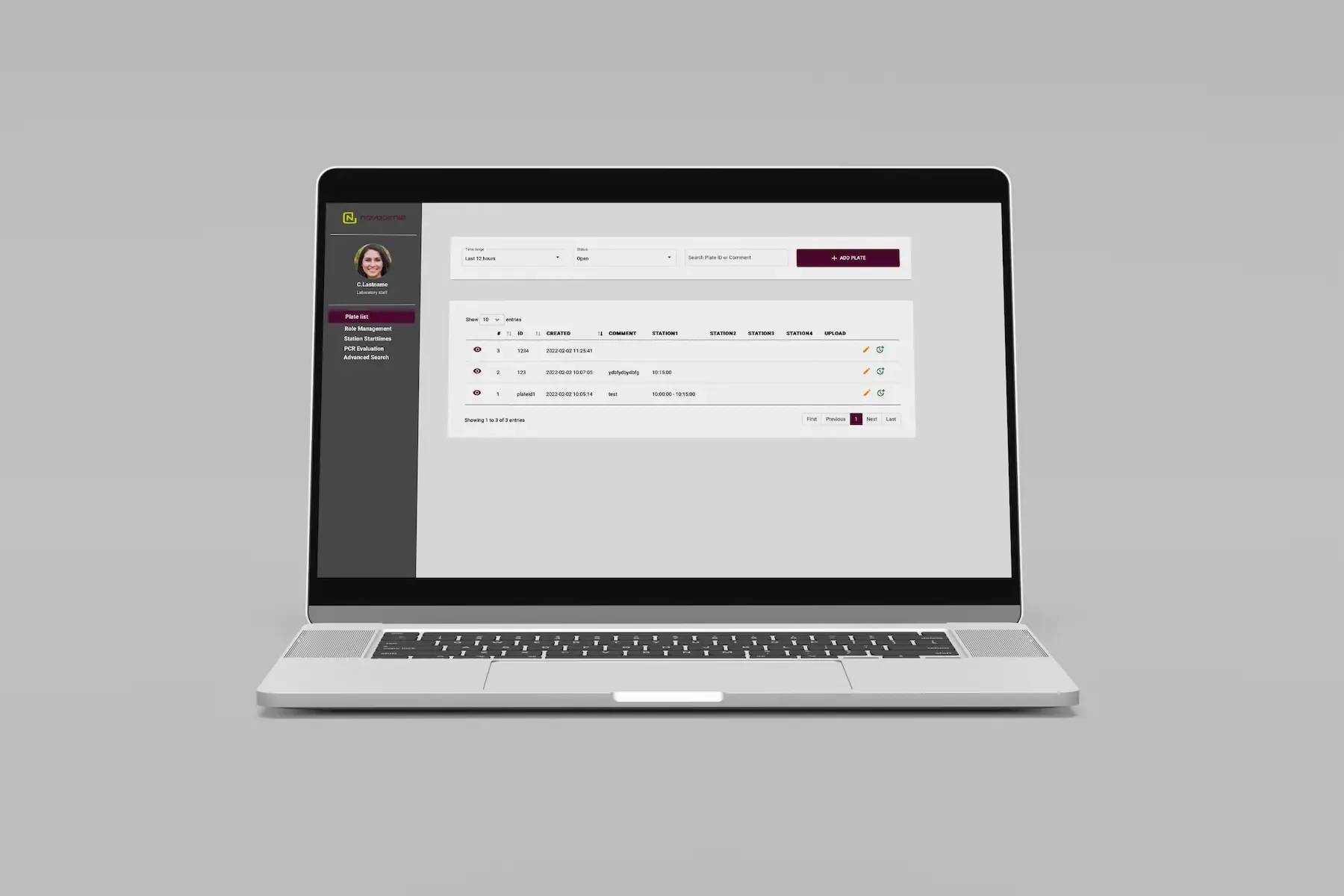 Die Novogenia-Plattform auf einem Laptop