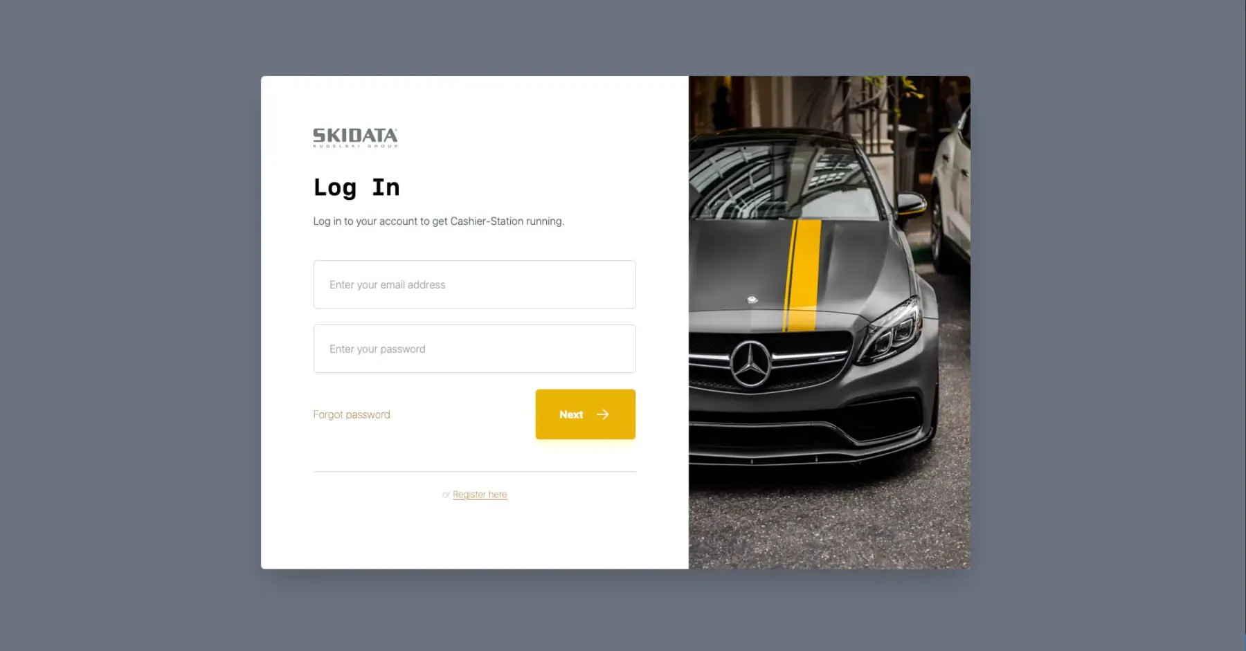 Login-Ansicht der Parkhaus-Management-Software